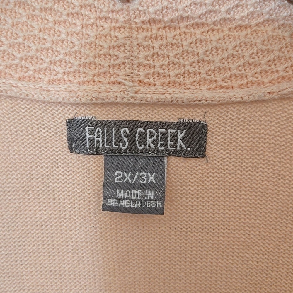 Falls CREEK WOMENS Peach Open-Front Cardigan Sweater SIDE SLITS 2X 3X GuC - Picture 2 of 6
